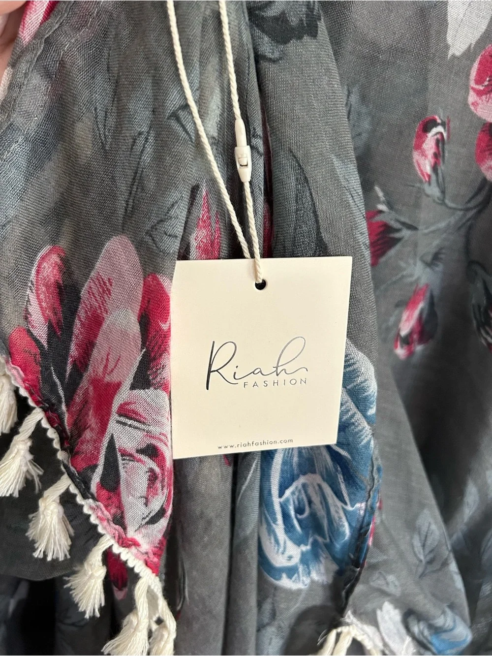 Floral Tassel Kimono Tunic - Blue Rose